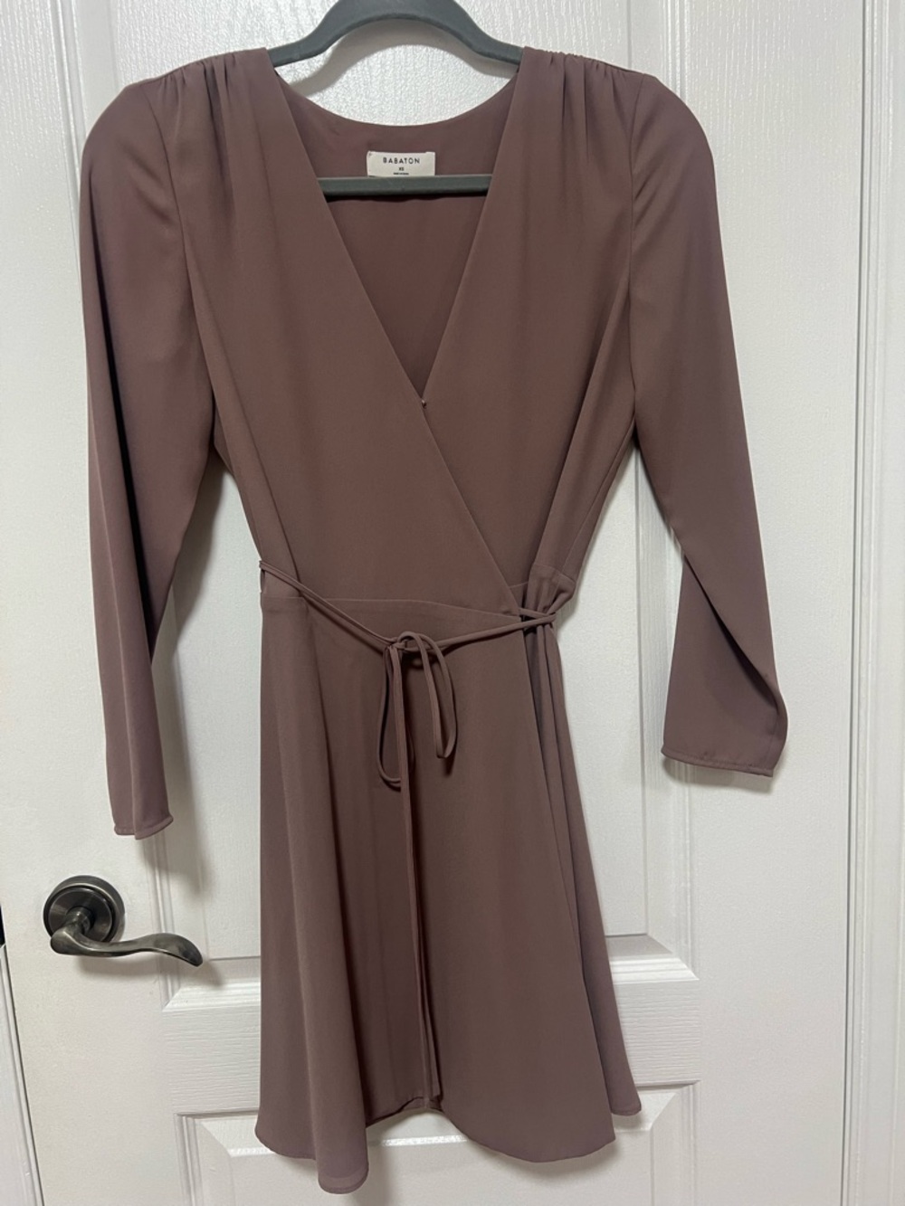 Aritzia Babaton Shadow Mauve Optima Wrap Dress with Self-Tie Waist